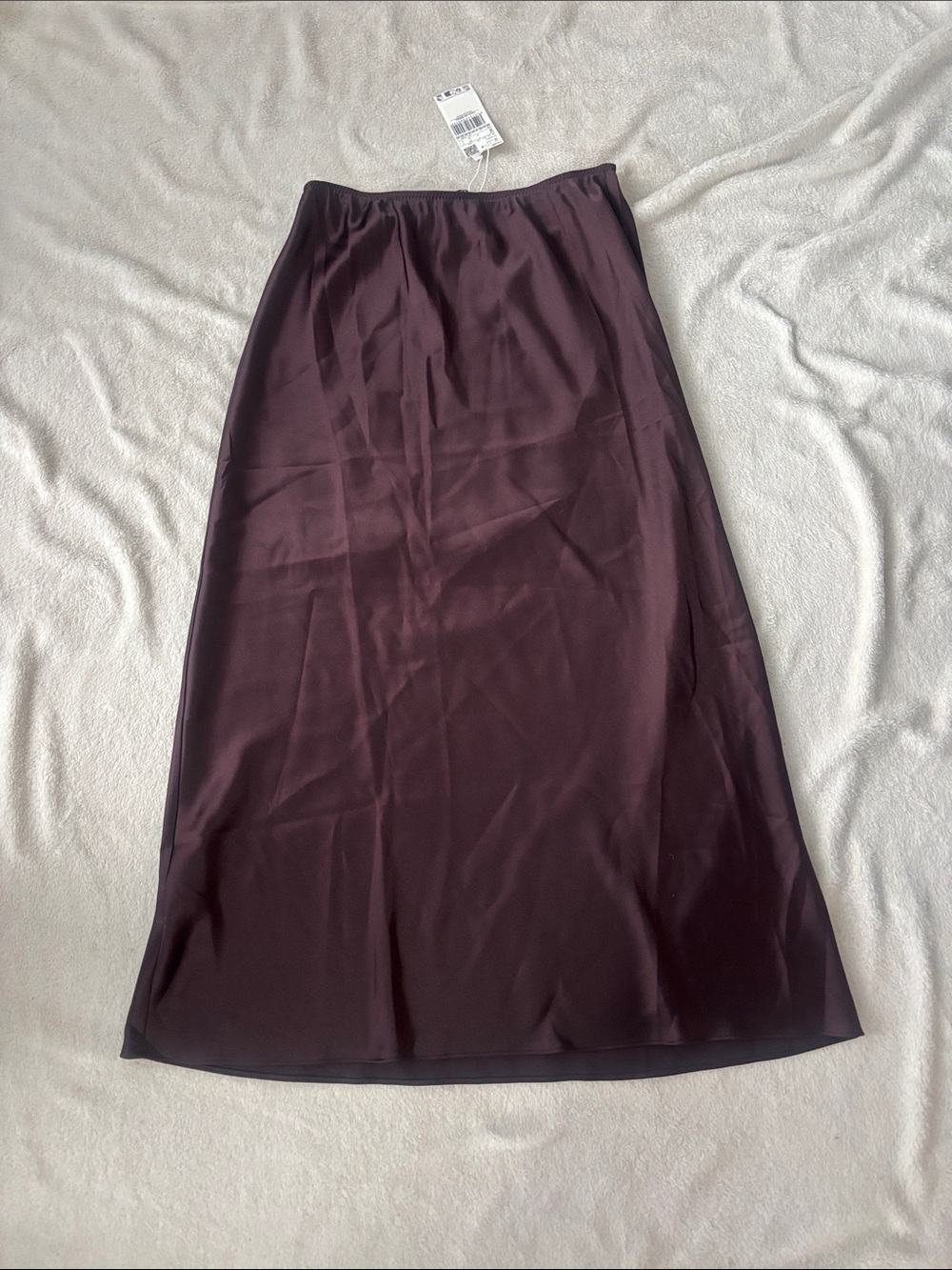 Mango Burgundy Satin Midi Skirt - Size M, Burgundy